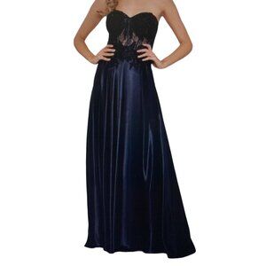 NWT Blondie Nites Womens Juniors Illusion Maxi Evening Dress Size 0